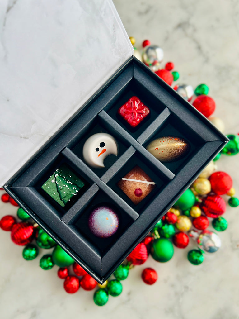 6 Piece Holiday bonbon gift box - Marble & Steel Craft Chocolates