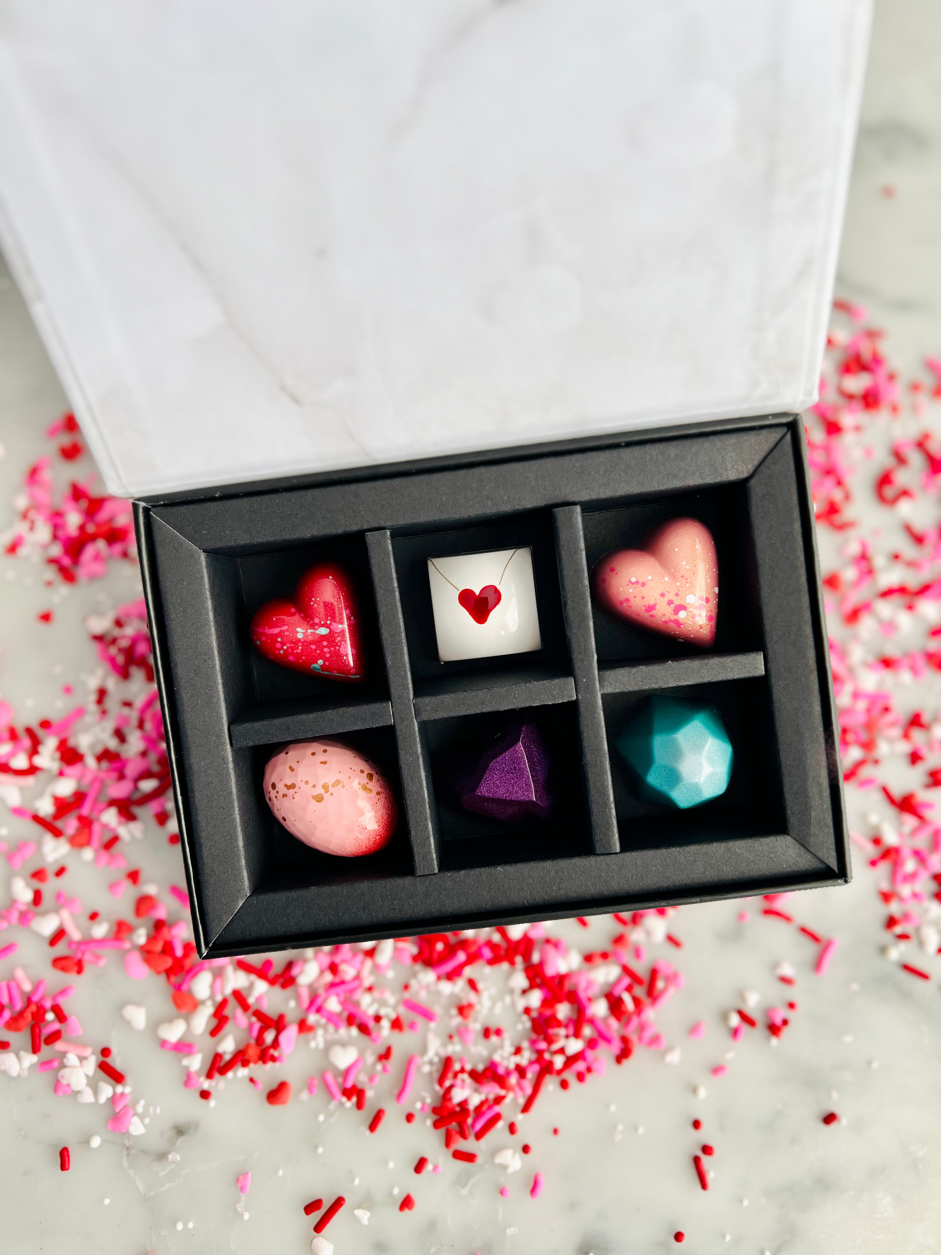 Valentine’s Day 6 Piece Gift Box - Marble & Steel Craft Chocolates