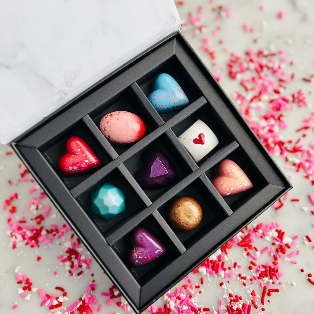Valentine’s Day 9 Piece Bonbon Gift Box - Marble & Steel Craft Chocolates