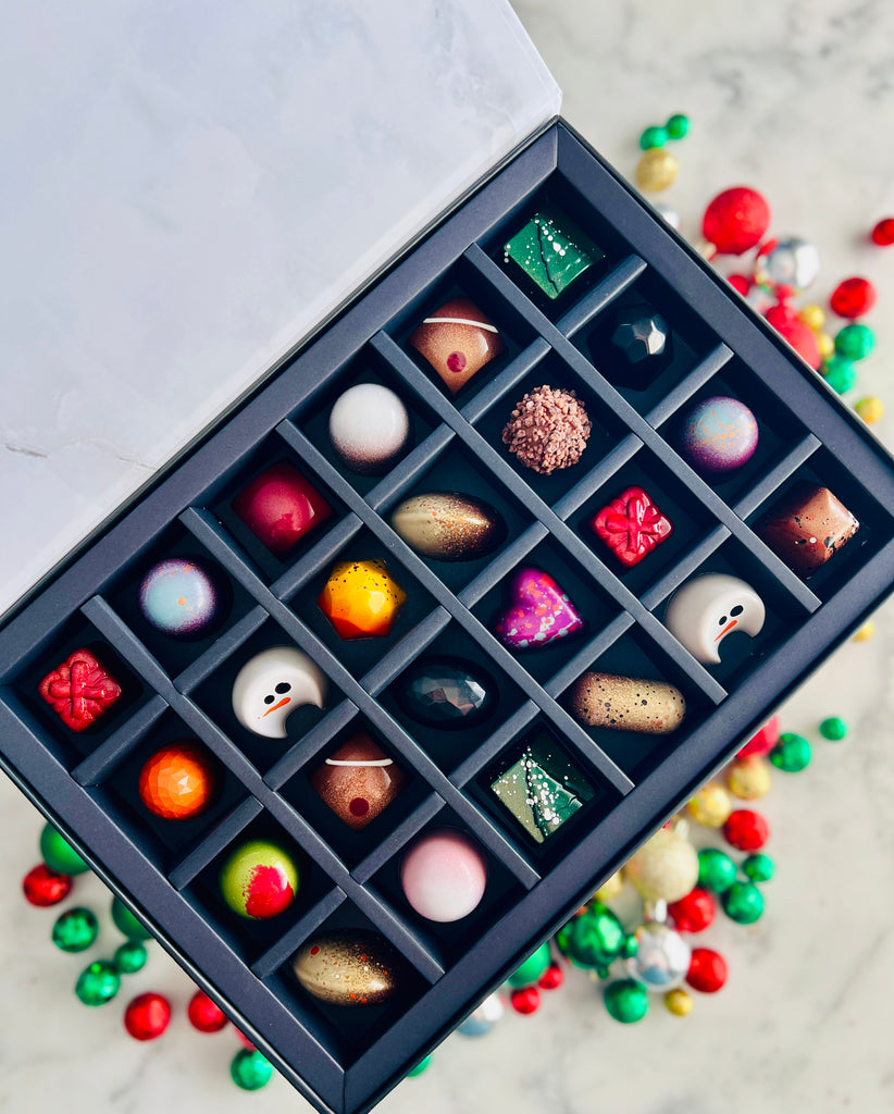 24 Piece Holiday Bonbon Gift Box - Marble & Steel Craft Chocolates